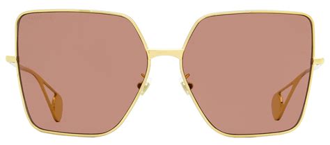 Gucci Square Sunglasses GG0436S 001 Gold 61mm 436